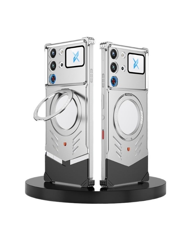 A phone case compatible with the Red Magic 10S Pro, made of metal material with heat dissipation, breathability, magnetic suction, and a frameless design. The phone case is designed with anti drop and shockproof protection - Image 1