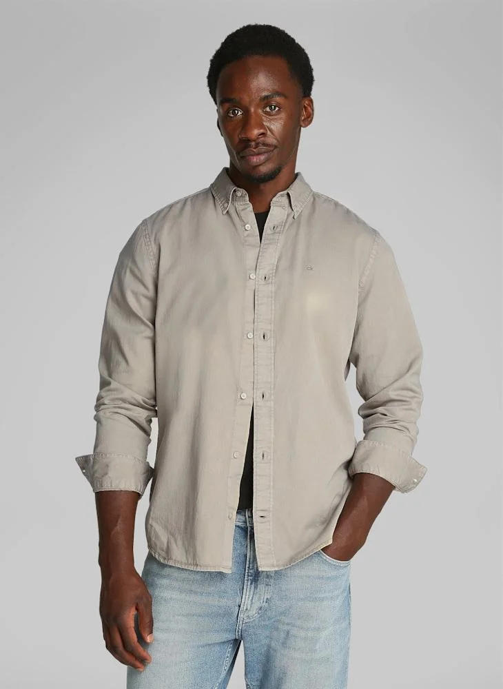 CALVIN KLEIN Regular Fit Twill Long Sleeve Shirt
