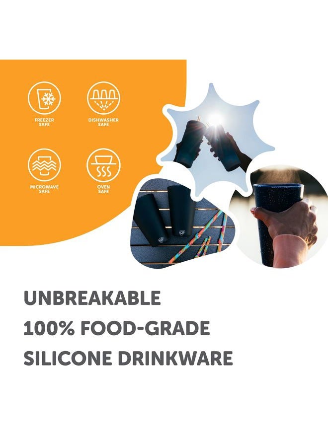 Silipint 16oz Silicone Pint Glass – Unbreakable BPA-Free Reusable Silicone Drinking Cup – Flexible Dishwasher Microwave & Freezer Safe – Stemless Glass for Coffee Smoothies (Classic Black) - Image 4