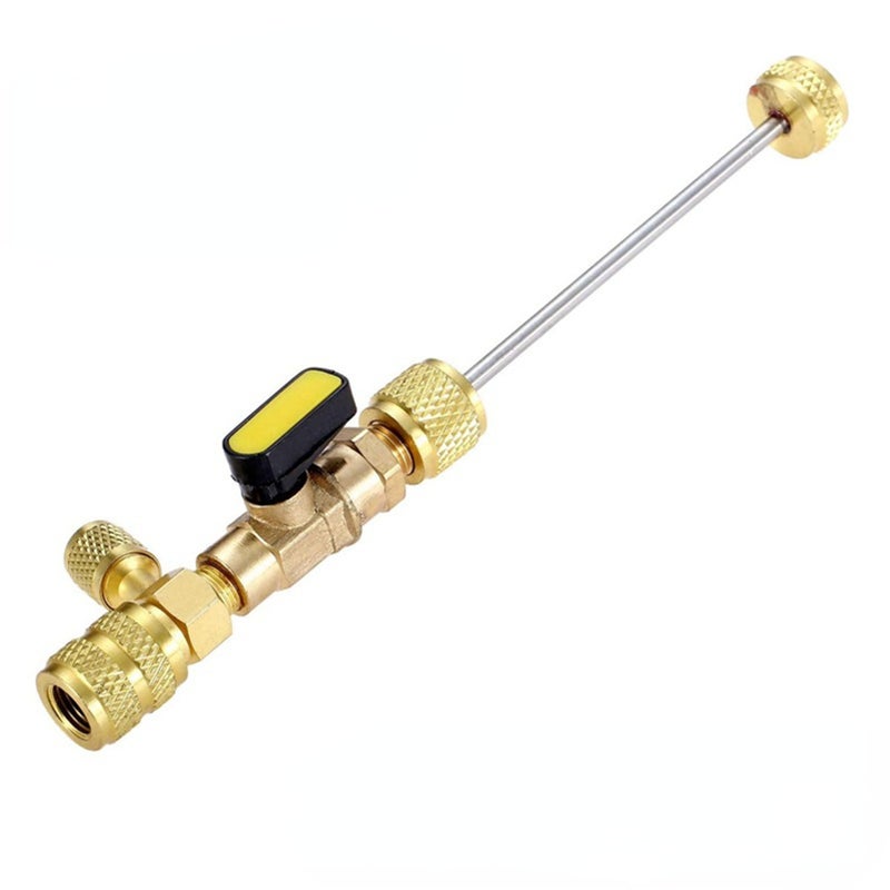 Valve Core Remover Installer Tool: Solid Brass Gold Dual Size SAE 1/4 & 5/16 Inch Port - Anti-slip Knurling Design, Fluorine & Heat Resistant, Rust-proof for HVAC Auto Refrigerant Systems - Image 4