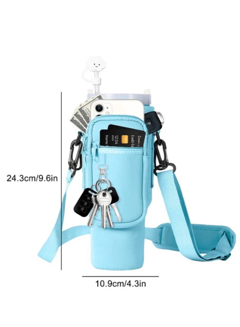 40oz(1200ml) Neoprene Water Bottle Carrier Bag For Stanley Quencher Cup Sleeve with Adjustable Shoulder Strap Water Bottle Holder Pouch  - Image 3