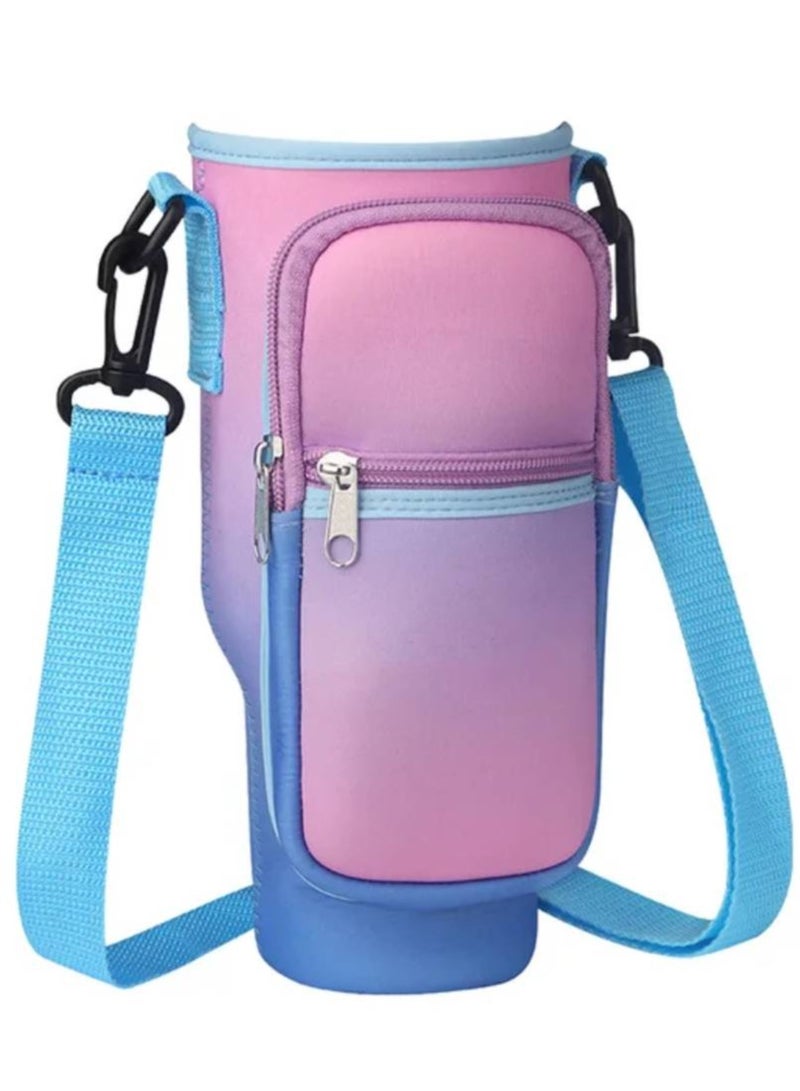 40oz(1200ml) Neoprene Water Bottle Carrier Bag For Stanley Quencher Cup Sleeve with Adjustable Shoulder Strap Water Bottle Holder Pouch  - Image 1