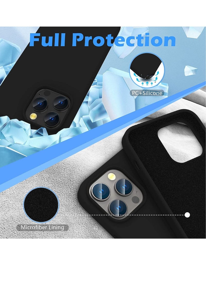 Liquid Silicone Case for 2022 iPhone 14 Pro Max 6.7 Inch with 2-Pack Screen Protector and 2-Pack Camera Lens Protector, Slim Full Coverage Screen Camera Case, Black - Image 3