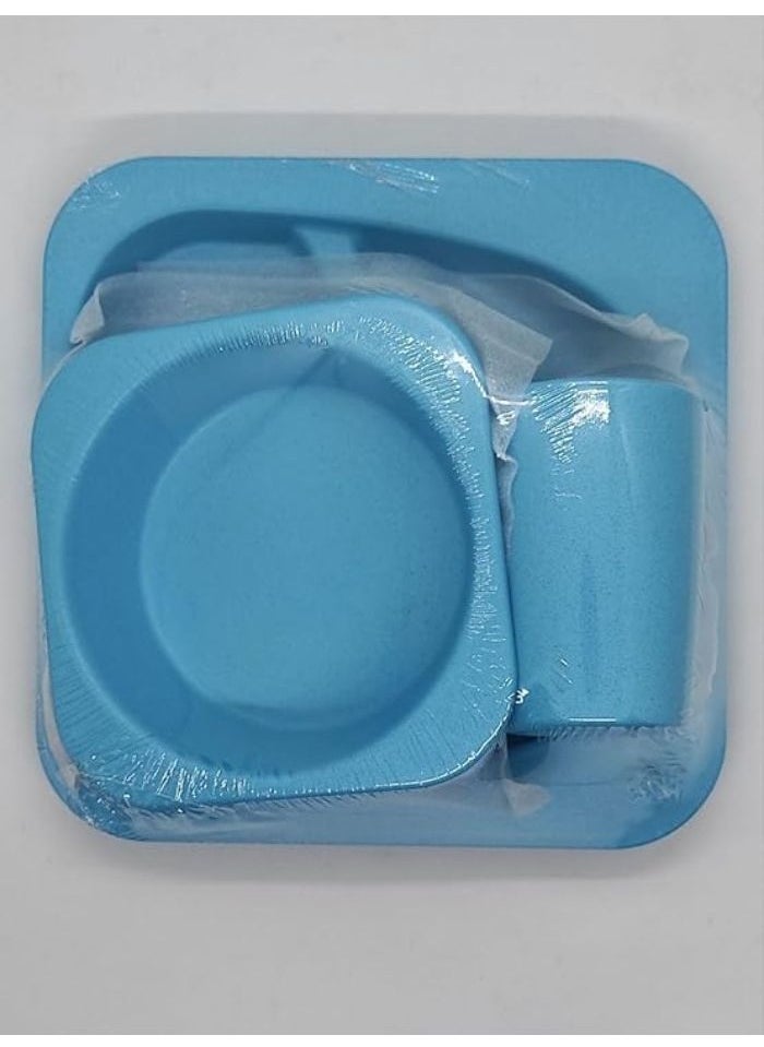 Generic Children's divided plates set, 5 pieces of children's tableware, made of healthy and safe natural materials, BPA-free, hot and cold food (plain (light blue))  - Image 2