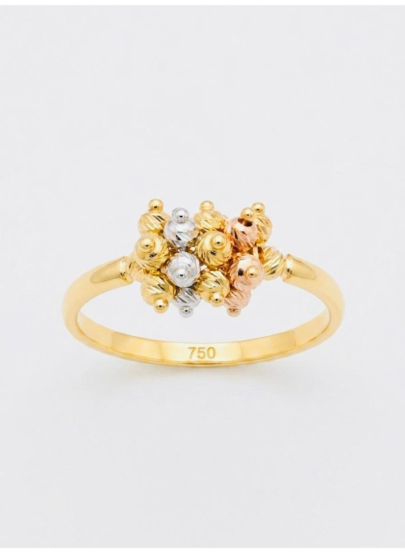 The Intermix Gems 18 Karat Gold 750 Tricolor Gold Textured Cluster Statement Ring - Image 1