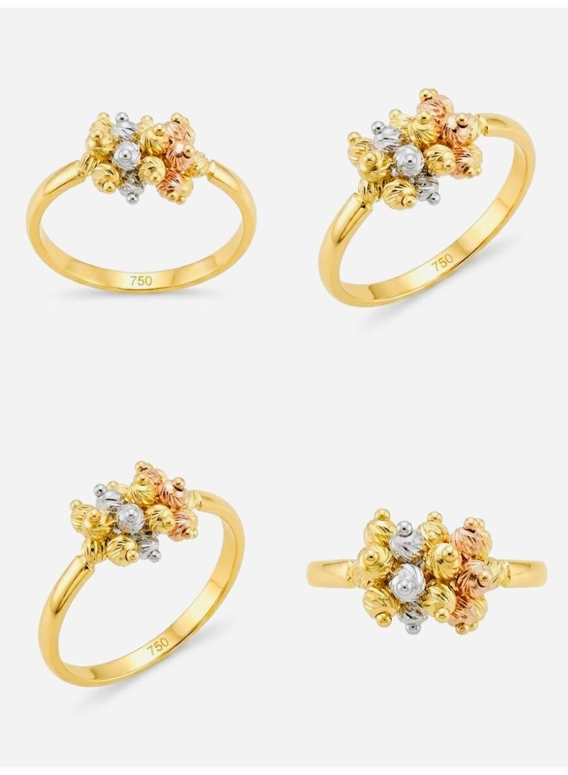 The Intermix Gems 18 Karat Gold 750 Tricolor Gold Textured Cluster Statement Ring - Image 4