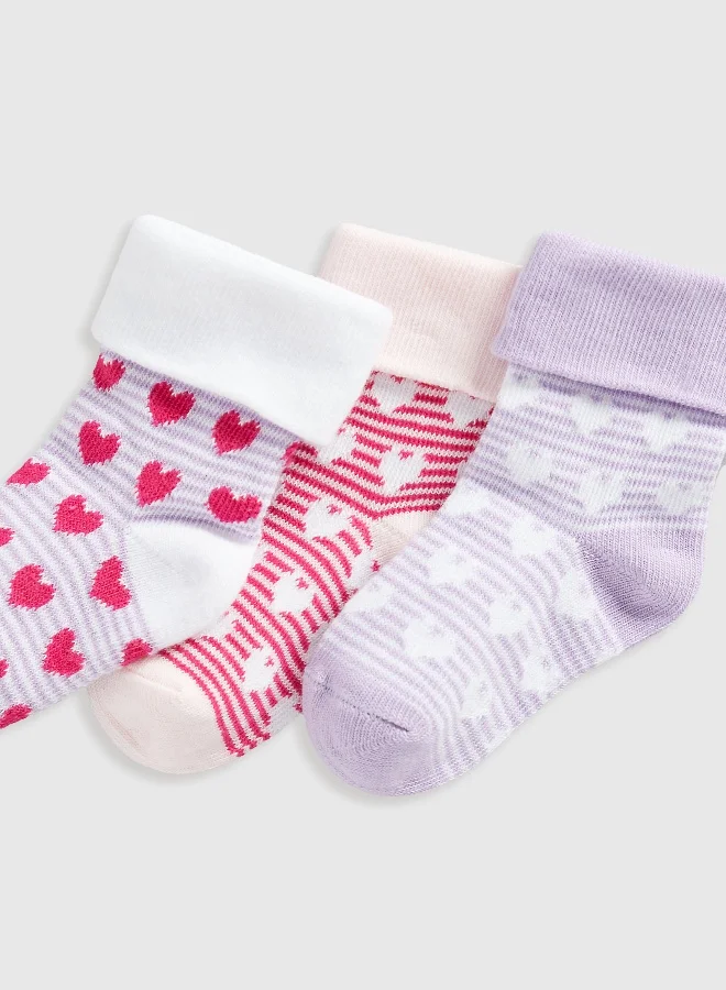 mothercare Heart Turn-Over-Top Baby Socks - 5 Pack