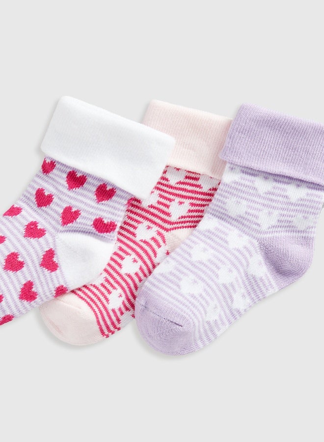 mothercare Heart Turn-Over-Top Baby Socks - 5 Pack - Image 1