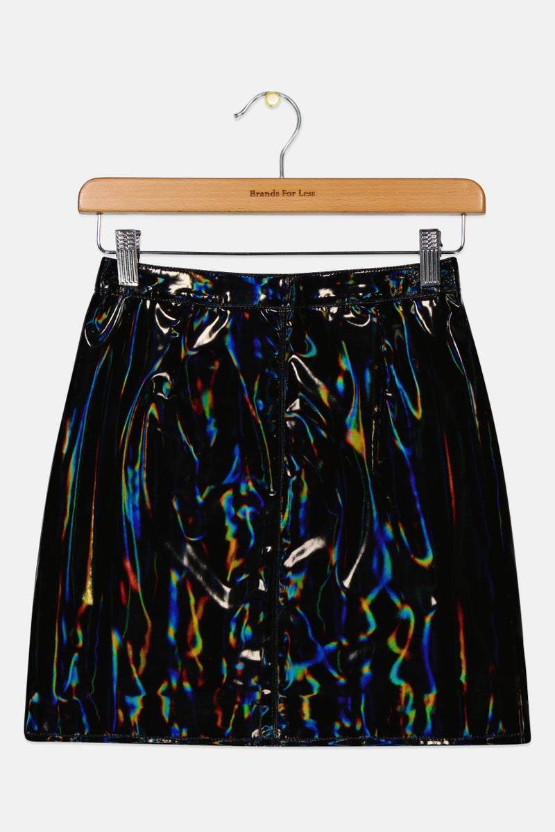 RIVER ISLAND Kids Girl Faux Leather Mini Skirt, Black  - Image 2