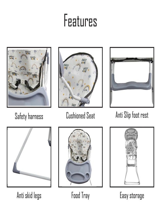 EVOLIFE Premium Adjustable Baby High Chair | Stylish | Easy-to-Clean | Feeding Chair for Infants & Toddlers | Baby Eating Chair | Secure Harness | Modern Dining Solution | Booster Seat (Grey) - Image 3