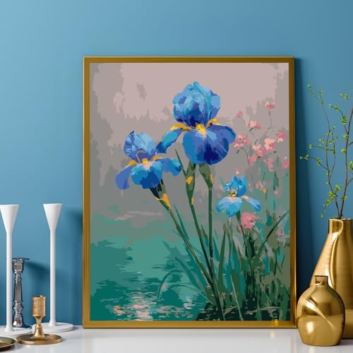 Mosaflare Paint by Numbers for Adults Beginner, Iris Flower Adult Paint by Number Kits on Canvas, DIY Acrylic Oil Easy Painting by Numbers for Home Wall Decor 16X20 inch (Without Frame) - Image 2