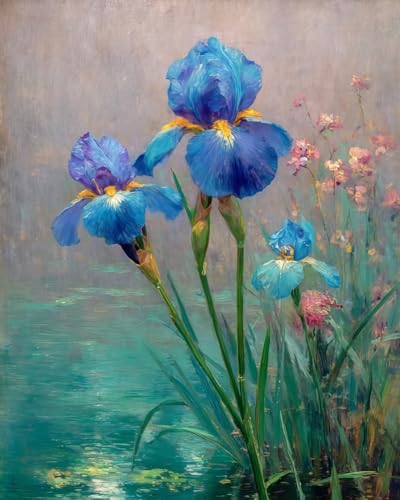Mosaflare Paint by Numbers for Adults Beginner, Iris Flower Adult Paint by Number Kits on Canvas, DIY Acrylic Oil Easy Painting by Numbers for Home Wall Decor 16X20 inch (Without Frame) - Image 1