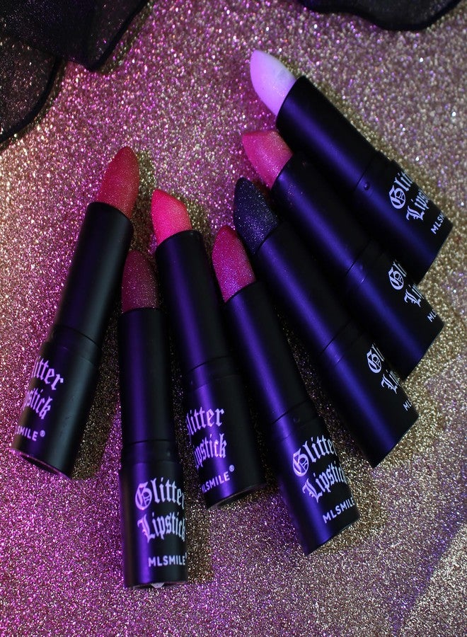 MIESCHER Pink Glitter Lipstick - Long Lasting, Waterproof, Sparkling Shimmer Metallic Gloss for Women - Bold Glimmer Glow Goth Lip Gloss - Perfect for Halloween Party & Cosplay (05#PINK) - Image 2