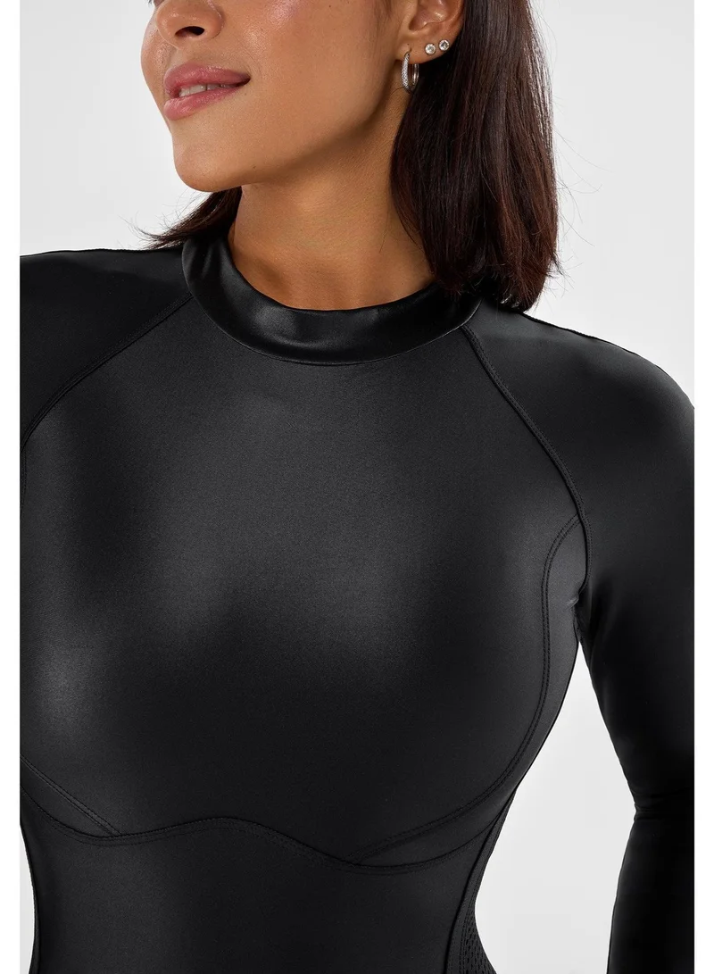 بونا فيدي Rashguard Long Move توب رياضي نسائي بأكمام طويلة مطاطي – أسود