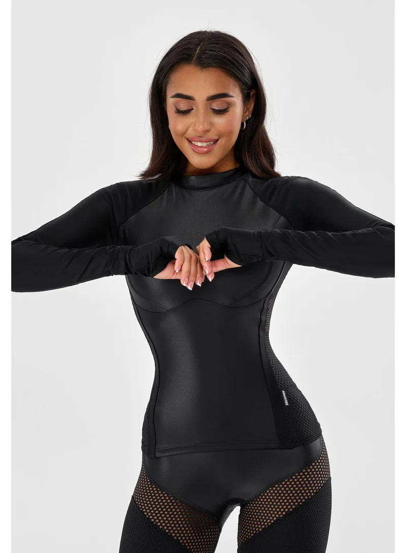 Bona Fide Rashguard Long Move Up Black Skin Rashguard Long Move Sport Sleeve Gym Top for Women for Women | Best Price UAE