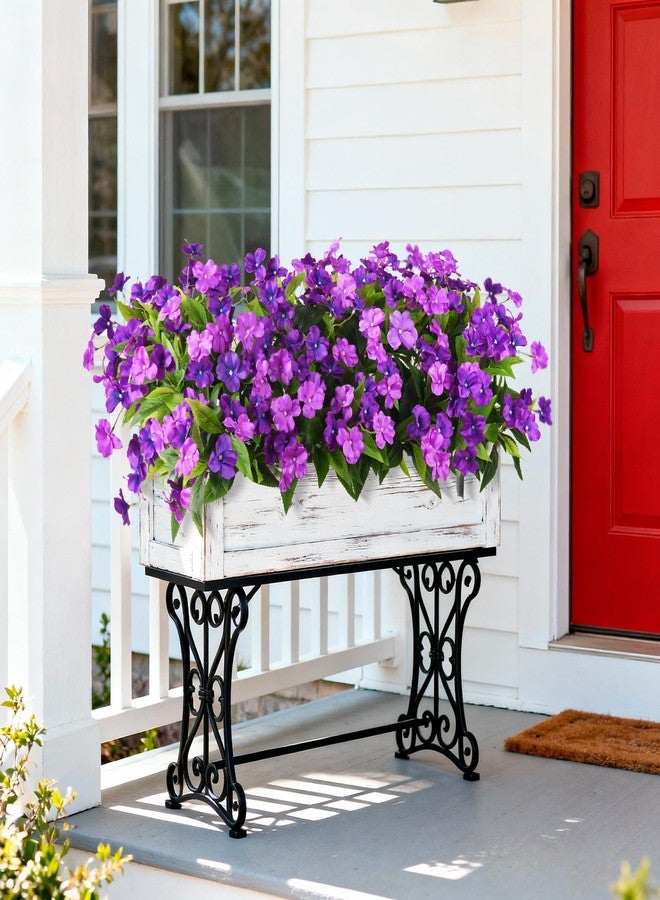 ZFProcess Artificial Impatiens Flowers for Outdoors, 6 Bundles Silk Fake Flowers for Spring Summer Decoration, UV Resistant Faux Plants Plastic Bouquet for Home Planter Porch Patio Yard Decor(Double Purple) - Image 5