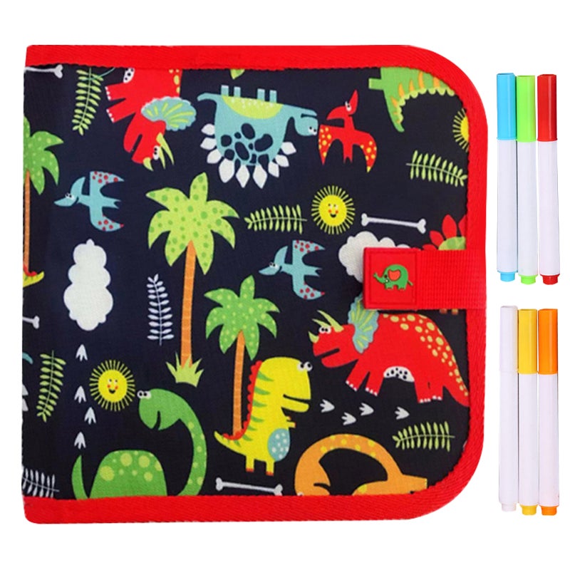 10 Pages Portable Erasable Drawing Pad Reusable Sketchpad Painting Book 8x8 Inch with 6 Colored Erasable Pens for Kids Toddles - Image 2