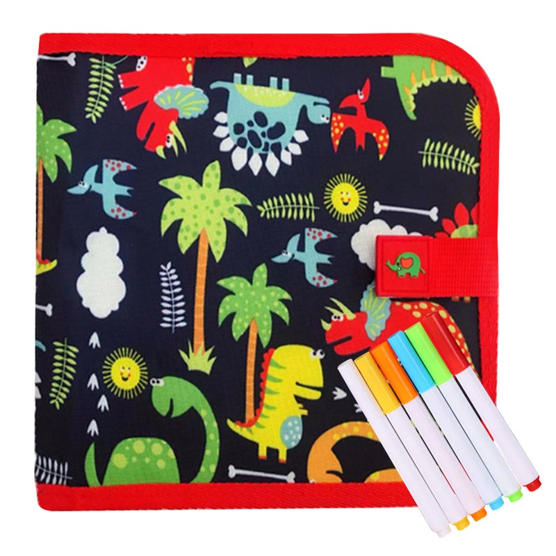 10 Pages Portable Erasable Drawing Pad Reusable Sketchpad Painting Book 8x8 Inch with 6 Colored Erasable Pens for Kids Toddles - Image 3