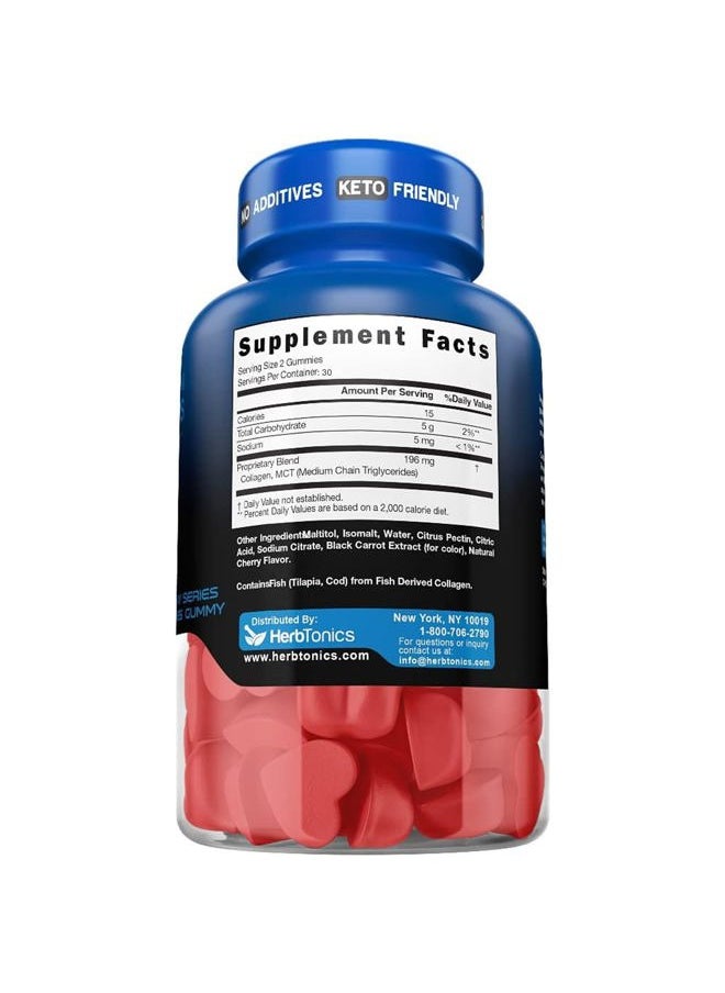 Herbtonics - Keto Gummies with MCT + Collagen | Sugar Free MCT Oil Capsules | Anti Aging, Hair Growth, Skin Care & Strong Nails Protein Collagen Gummies | On-The-Go Keto Gummy - Image 1