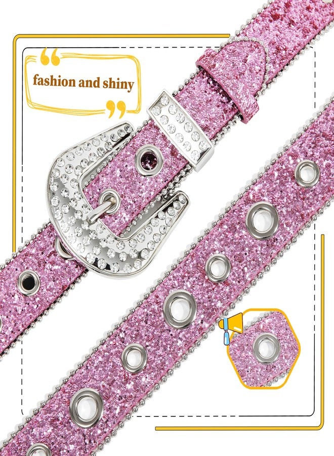 Kajeer Rhinestone Belt for Boys Girls, Cowgirl Boys belt with Bling Sequin Diamond(Pink, 31.4inch) - Image 3