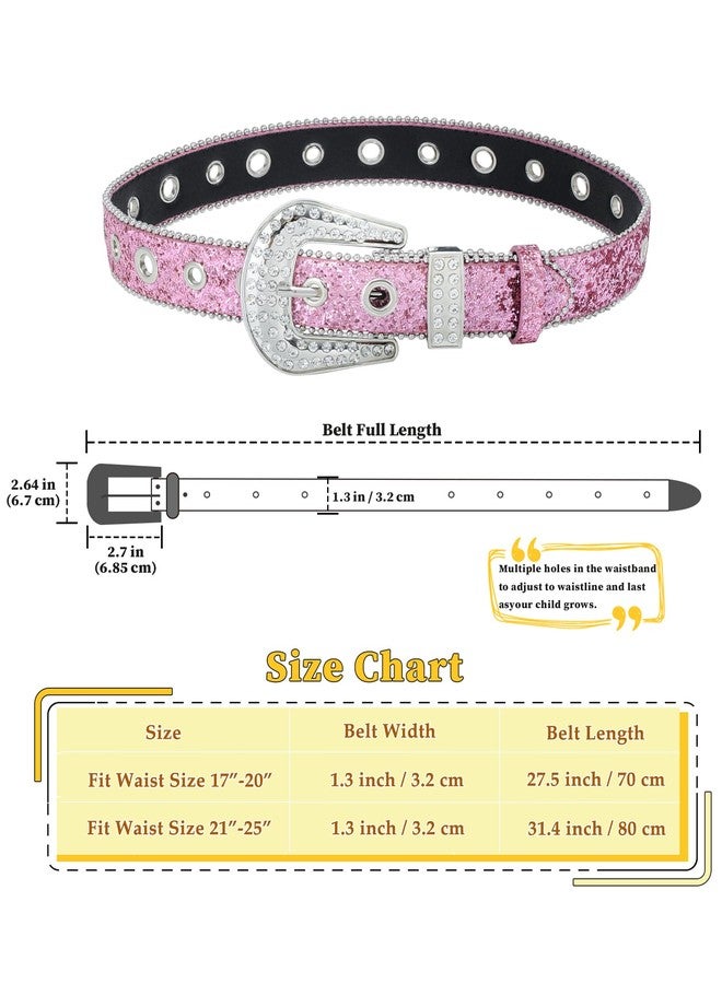 Kajeer Rhinestone Belt for Boys Girls, Cowgirl Boys belt with Bling Sequin Diamond(Pink, 31.4inch) - Image 5