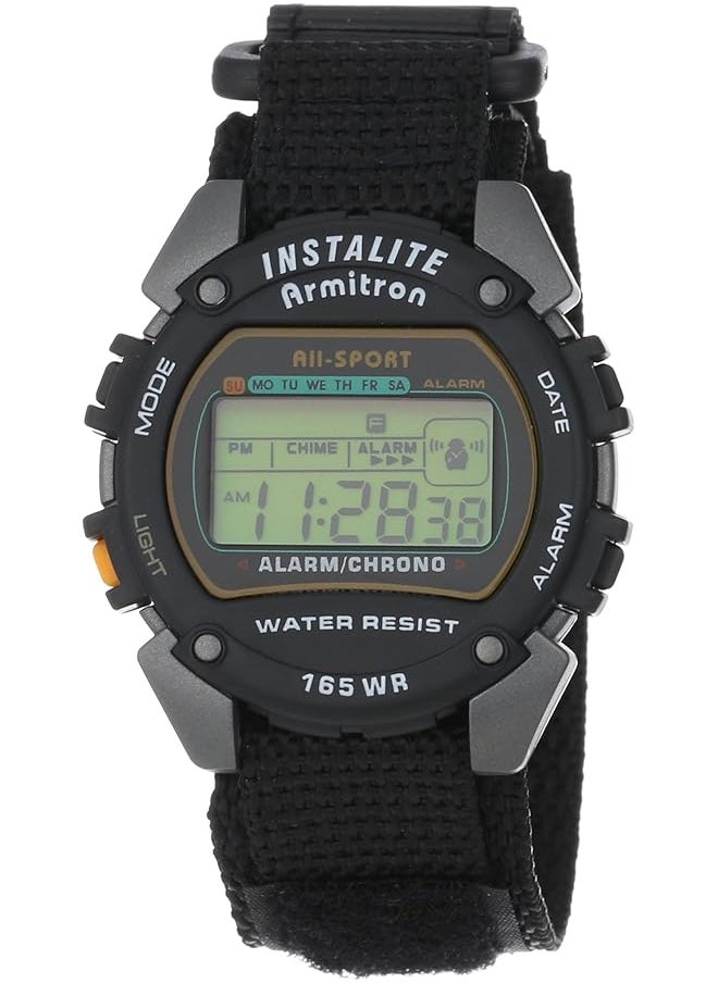 Armitron - Sport Men 406623 Chronograph Round Gray And Black Nylon Strap Digital Watch - Image 1