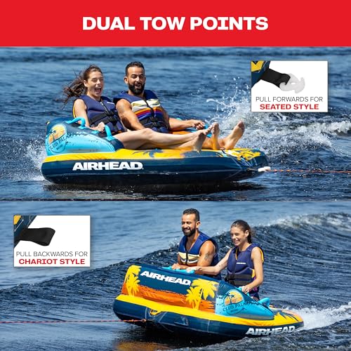 Airhead Mable Towable Tube for Boating 12 Rider Inflatable Boat Tube for Water Tubing Heavy Duty Full Nylon Cover EVA Foam Pads Dual Tow Point Patented Speed Safety Valve Club Palm - Image 3