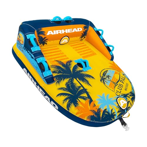 Airhead Mable Towable Tube for Boating 12 Rider Inflatable Boat Tube for Water Tubing Heavy Duty Full Nylon Cover EVA Foam Pads Dual Tow Point Patented Speed Safety Valve Club Palm - Image 1