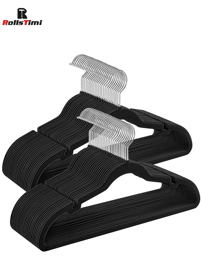 RollsTimi  100-Piece Non-Slip Velvet 360 Degree Swivel Hangers Set Black  - Image 4