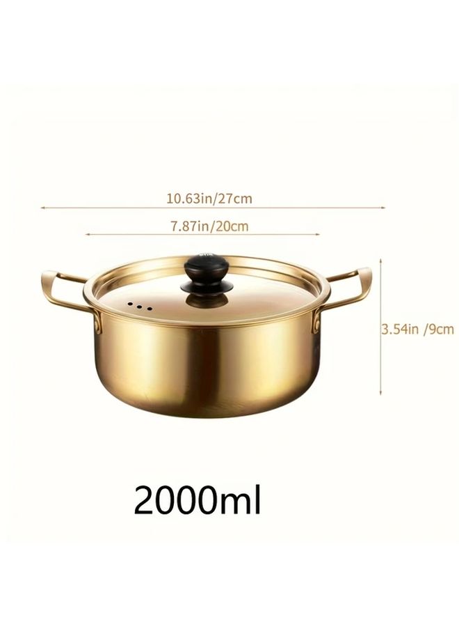 Stainless Steel Korean Ramen Pot 7.09 Inch Dual Ear Handle Induction Compatible Noodle Soup Pot - Image 4