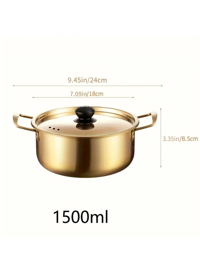 Stainless Steel Korean Ramen Pot 7.09 Inch Dual Ear Handle Induction Compatible Noodle Soup Pot - Image 3