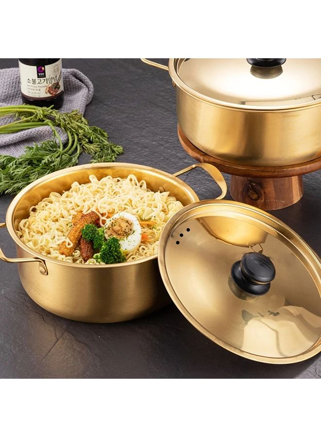 Stainless Steel Korean Ramen Pot 7.09 Inch Dual Ear Handle Induction Compatible Noodle Soup Pot - Image 5