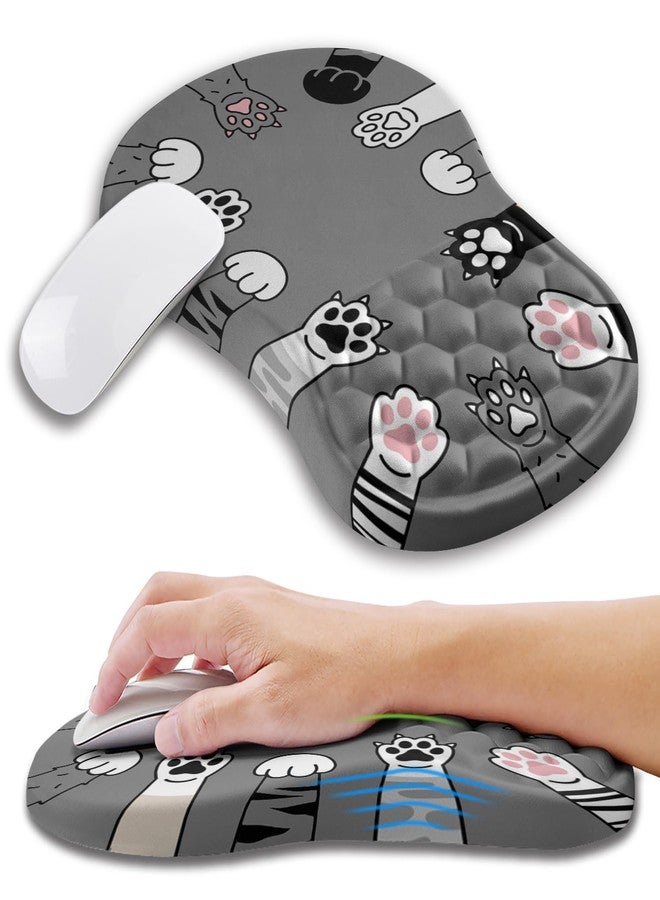 Kuosgm Ergonomic Mouse Pad Wrist Support with Memory Foam Massage Bulge, Carpal Tunnel Pain Relief Mousepad Wrist Rest for Mouse(12x8 inch, Paw) - Image 1