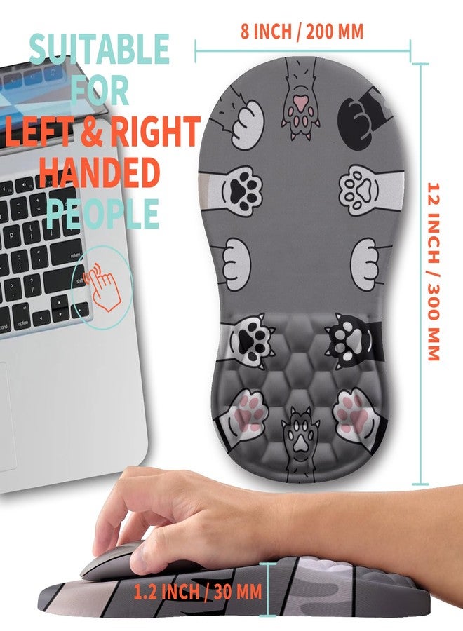 Kuosgm Ergonomic Mouse Pad Wrist Support with Memory Foam Massage Bulge, Carpal Tunnel Pain Relief Mousepad Wrist Rest for Mouse(12x8 inch, Paw) - Image 5