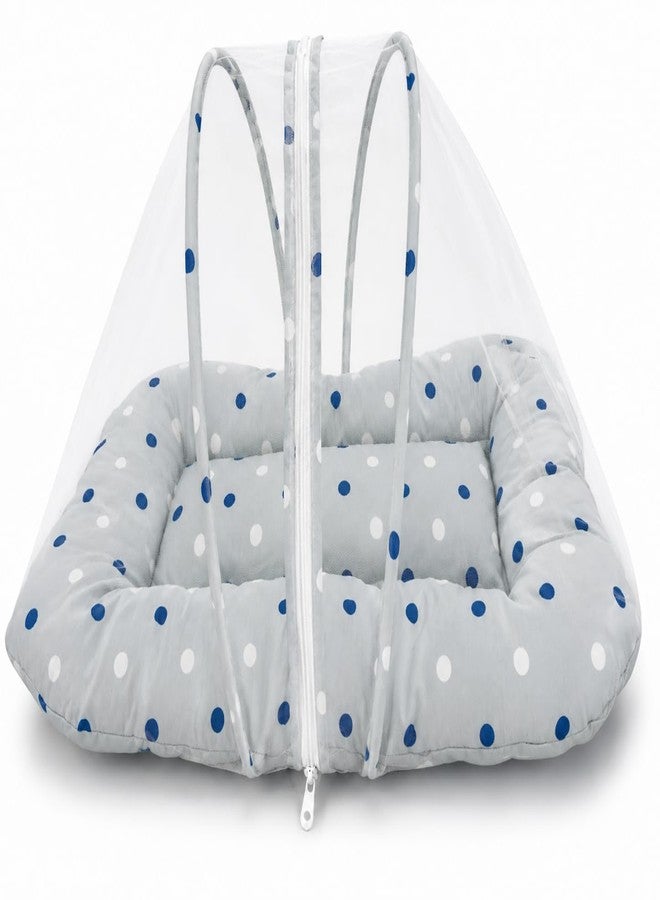 DADDY G 3-in-1 Baby & Sleeping Bag for Newborn | Portable Cotton Baby Bedding Set | Unisex Carry Nest & Baby Holder for New Born | Soft & Lightweight Infant Sleep Bag (Net Bed Grey Dot)