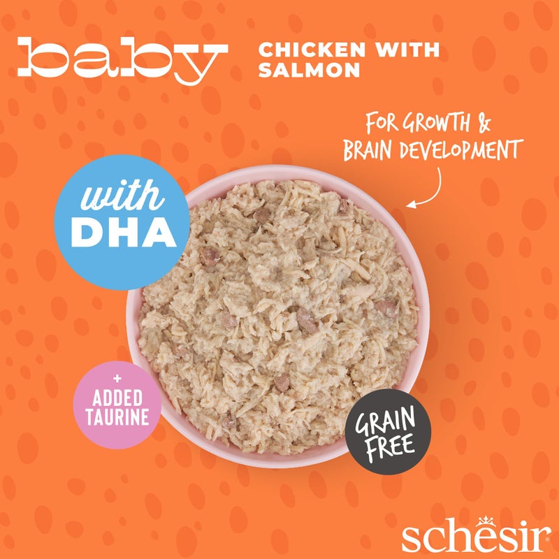 Schesir Baby Kitten Wholefood - Chicken & Salmon in Broth, 70g Natural Grain-Free Wet Food High Protein Gentle on Stomach Growth & Immunity Support for Kittens (Pack of 4) - Image 3