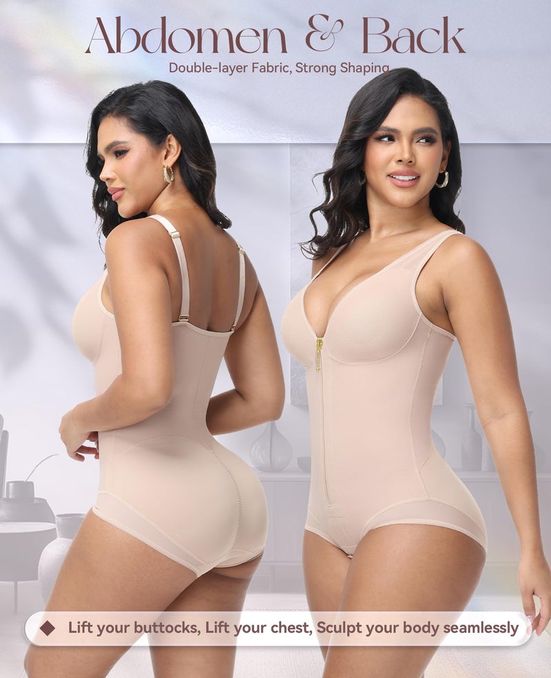 SHAPSHE Faja Colombianas Moldeadoras Body Shaper Post Surgery Full Shapewear Compression Garment Tummy Controll Tan M - Image 3