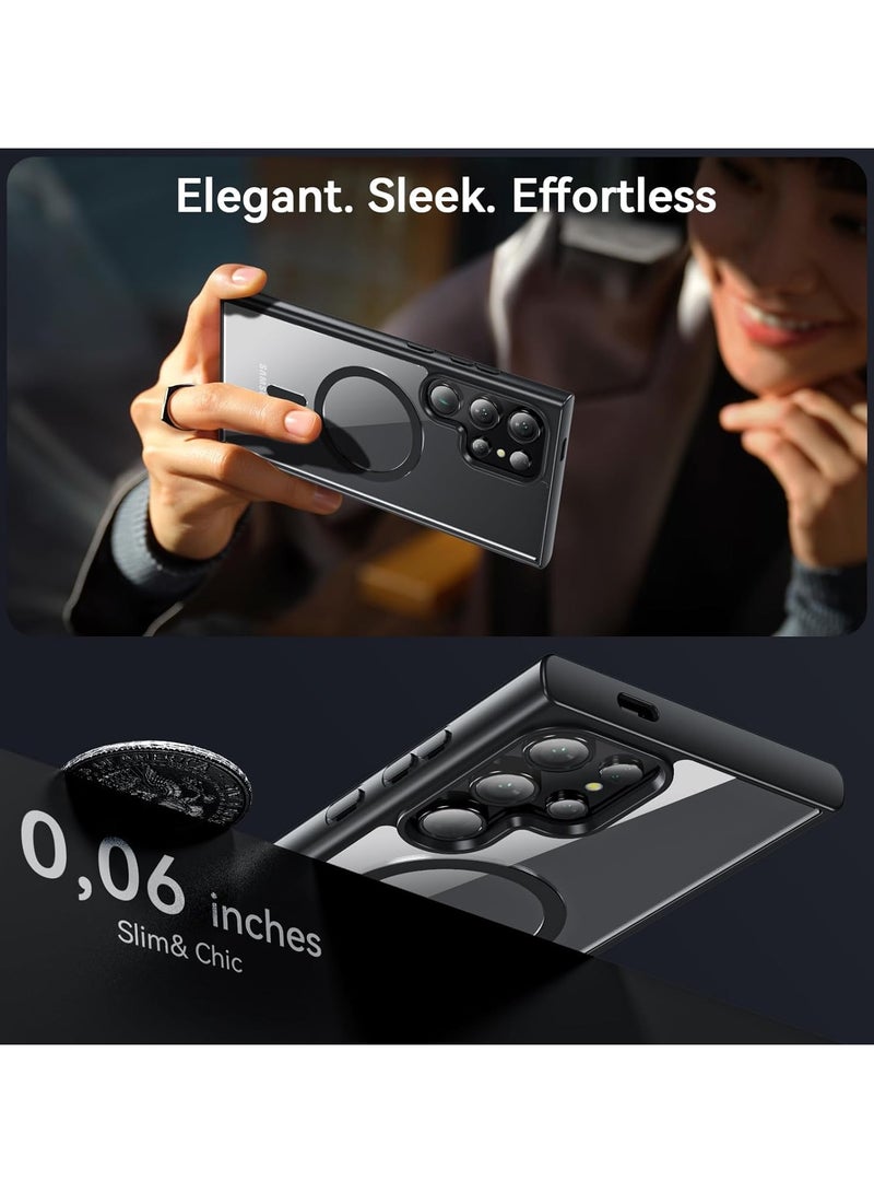 wexon for Samsung S24 Ultra Case, Compatible with MagSafe, Magnetic Back Shockproof Cover with Strong Magnet, Slim Thin Full Protection Phone Case for Galaxy S24 Ultra (Black) - Image 2