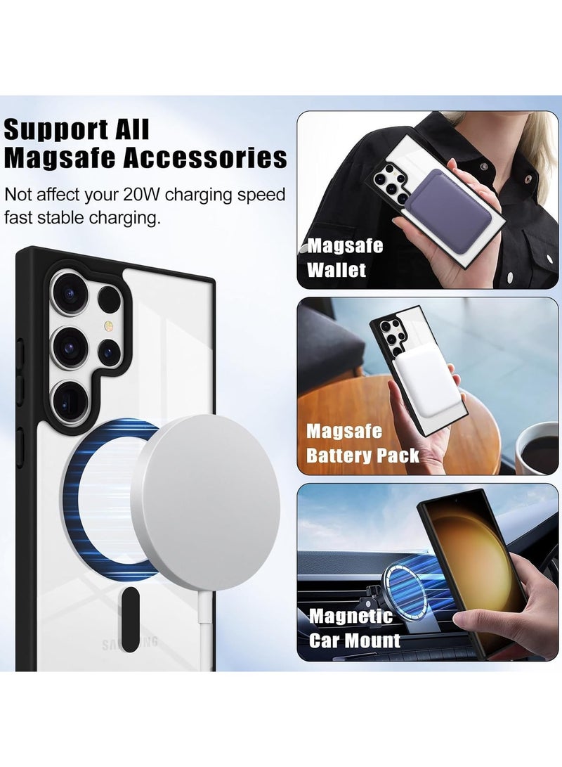 wexon for Samsung S24 Ultra Case, Compatible with MagSafe, Magnetic Back Shockproof Cover with Strong Magnet, Slim Thin Full Protection Phone Case for Galaxy S24 Ultra (Black) - Image 5