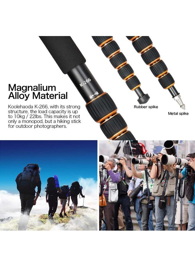 koolehaoda - Koolehaoda Camera Aluminum Monopod with Metal Tripod Base.6 Sections 46-177cm/18-69inch Adjustable, Leg Diameter Φ28mm,up to 6kg /13lbs - Image 1