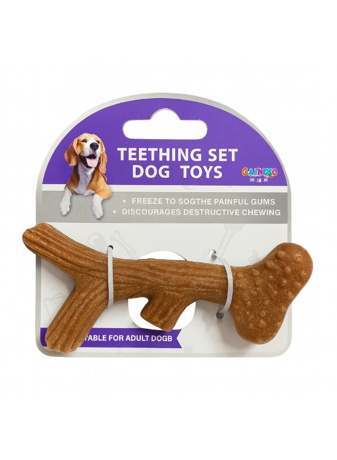 Teething Dog Toy, Natural-Texture Bone and Stick Chew Toys for Adult Dogs, Freezable for Soothing Painful Gums