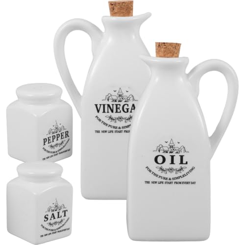 Veemoon Jars Oil and Vinegar Dispenser Set Salt and Pepper Shaker Set Pottery Japanese Sauce Jar Shoyu Soy Sauce Bottles Farmhouse Ceramic Condiment Holders with Cork Stopper Cooking Oil Dispenser - Image 5