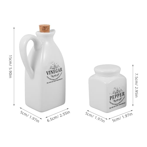 Veemoon Jars Oil and Vinegar Dispenser Set Salt and Pepper Shaker Set Pottery Japanese Sauce Jar Shoyu Soy Sauce Bottles Farmhouse Ceramic Condiment Holders with Cork Stopper Cooking Oil Dispenser - Image 2