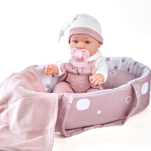 Enjoyin 12 Baby Doll Gift Set with Portable Bassinet Bed Pink Clothes Pacifier Blanket Pillow Fun Pretend Play Toys for Toddler Girls Ages 3 - Image 1