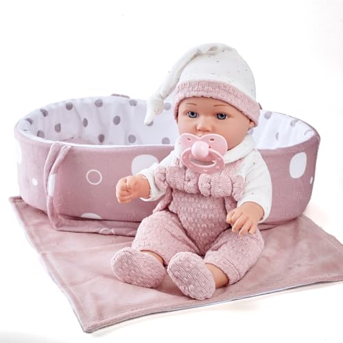 Enjoyin 12 Baby Doll Gift Set with Portable Bassinet Bed Pink Clothes Pacifier Blanket Pillow Fun Pretend Play Toys for Toddler Girls Ages 3 - Image 5