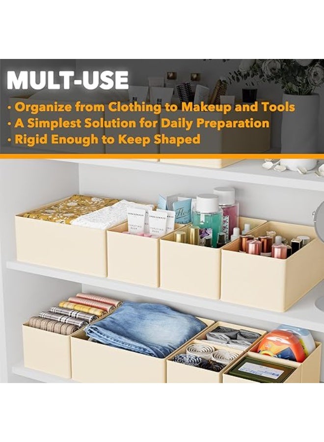 DUNISO 12 Pcs Clothes Drawer Organisers，Foldable Underwear Drawer Organizer and Closet Dividers，Storage Dresser Drawer Dividers，for Clothes, Socks, Bras, Underwear, Towels, Leggings, Jeans and Sweaters，Beige - Image 5