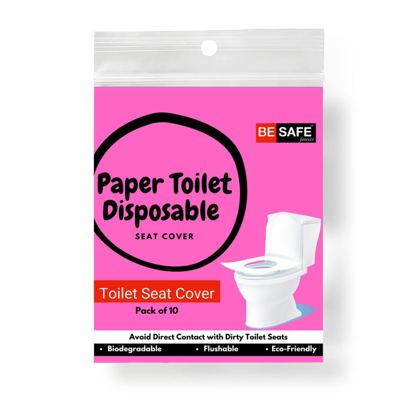BESAFE Forever BE SAFE Forever Disposable Toilet Seat Cover, 10 Sheets | Prevent Direct Contact Unhygienic Seats | Easy to Use and Dispose, Flushable Paper DTDCPK Pack of 1 - Image 1