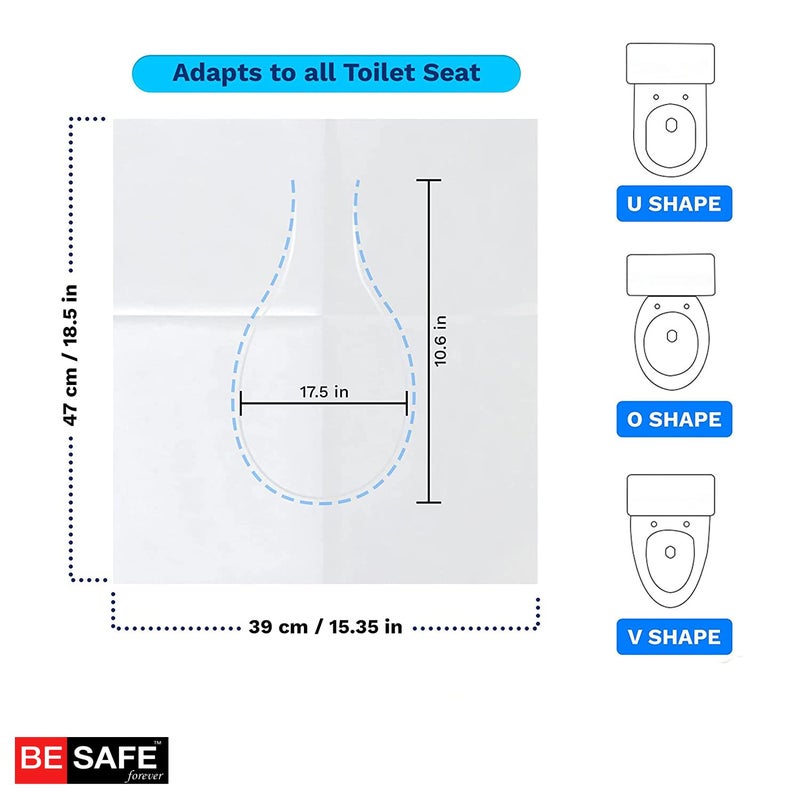 BESAFE Forever BE SAFE Forever Disposable Toilet Seat Cover, 10 Sheets | Prevent Direct Contact Unhygienic Seats | Easy to Use and Dispose, Flushable Paper DTDCPK Pack of 1 - Image 3
