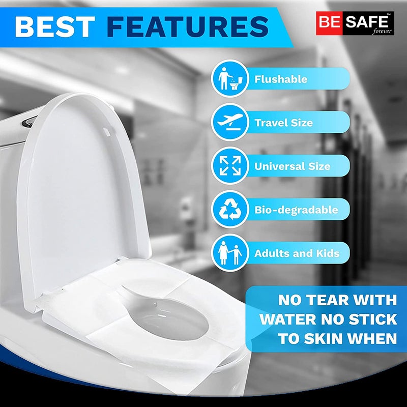 BESAFE Forever BE SAFE Forever Disposable Toilet Seat Cover, 10 Sheets | Prevent Direct Contact Unhygienic Seats | Easy to Use and Dispose, Flushable Paper DTDCPK Pack of 1 - Image 4