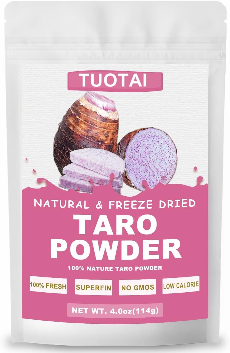 TUOTAI Natural & Freeze Dried Taro Powder - 100% Fresh, Superfine, Non-GMO, Low Calorie - 4 Ounces - Image 1